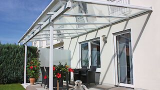 Terrassendach weiß ohne außen Gläser