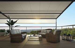 Sonnenuntergang Pergolamarkise